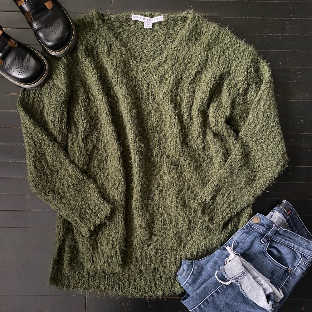 HYFVE Forest Green V-Neck Sweater
